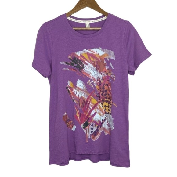 Logo Limitees by Lori Goldstein Short Sleeve Abstract Graphic Tee Purple New - Picture 1 of 10